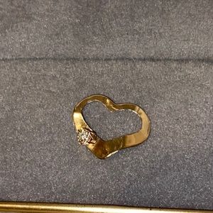 💛NWOT Vintage 14K Open Heart Diamond Pendant